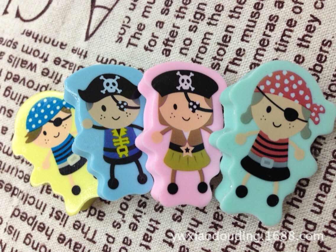 Japanese and Korean Cartoon Creative Stationery Gift Children Cartoon Pirate Shape Eraser Wholesale School Supplies