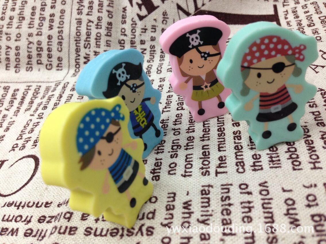 Japanese and Korean Cartoon Creative Stationery Gift Children Cartoon Pirate Shape Eraser Wholesale School Supplies
