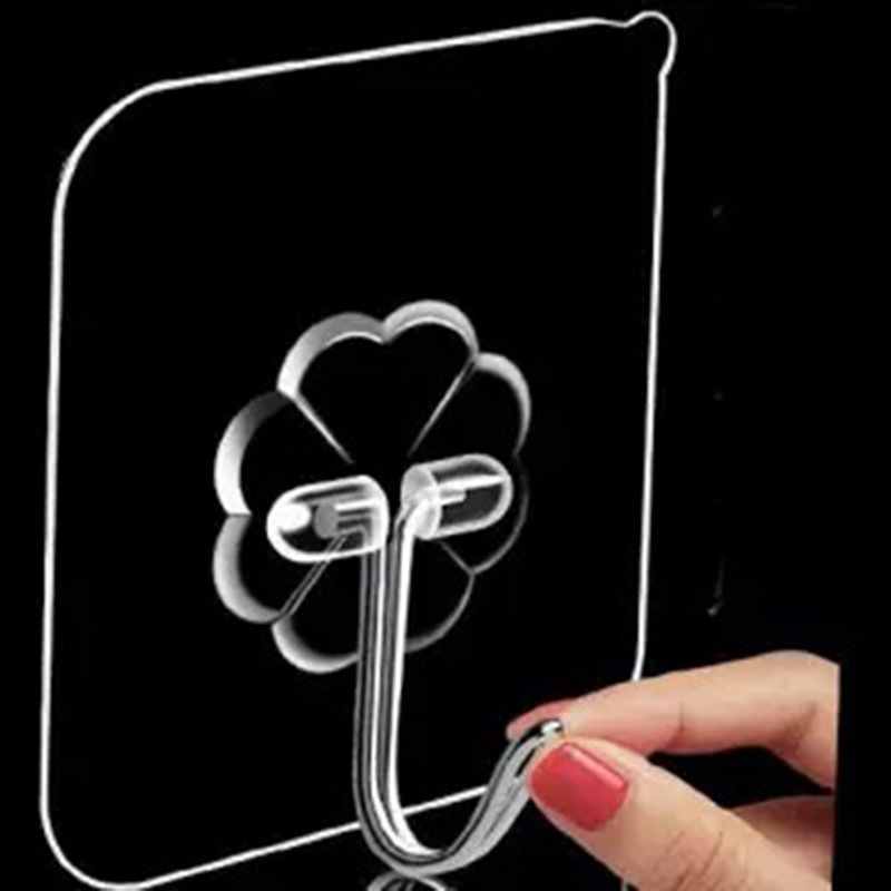 Strong Adhesive Sticking Wall Hanging Bearing Sucker Kitchen Hook Transparent Tracelss Paste No Punching behind the Door Sticky Hook T