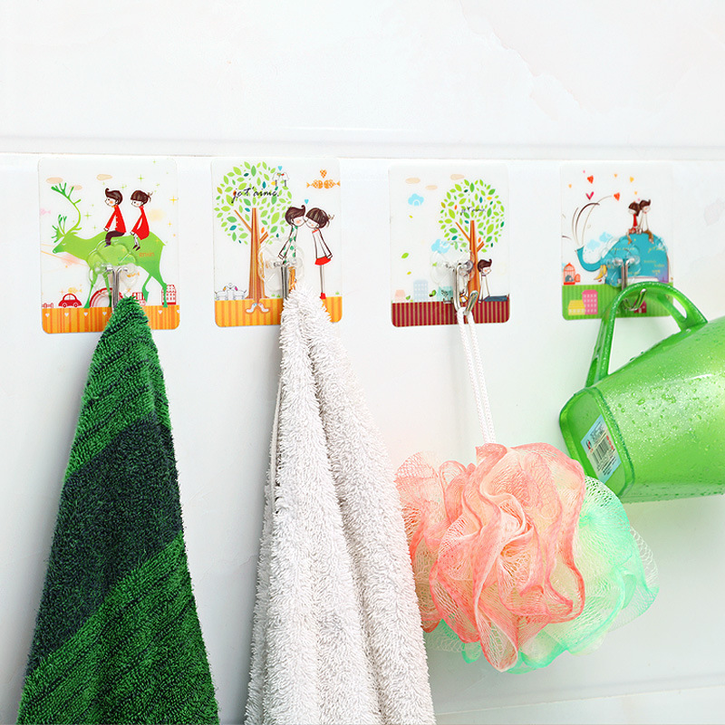 Strong Adhesive Sticking Wall Hanging Bearing Sucker Kitchen Hook Transparent Tracelss Paste No Punching behind the Door Sticky Hook T