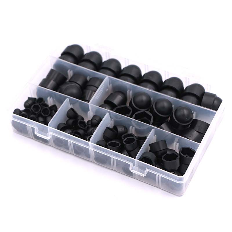 145pcs Black Hexagon Nut Cover Set Injection Molding Cover Type Screw Protective Cap M4-M12 Bolt Dustproof Cap