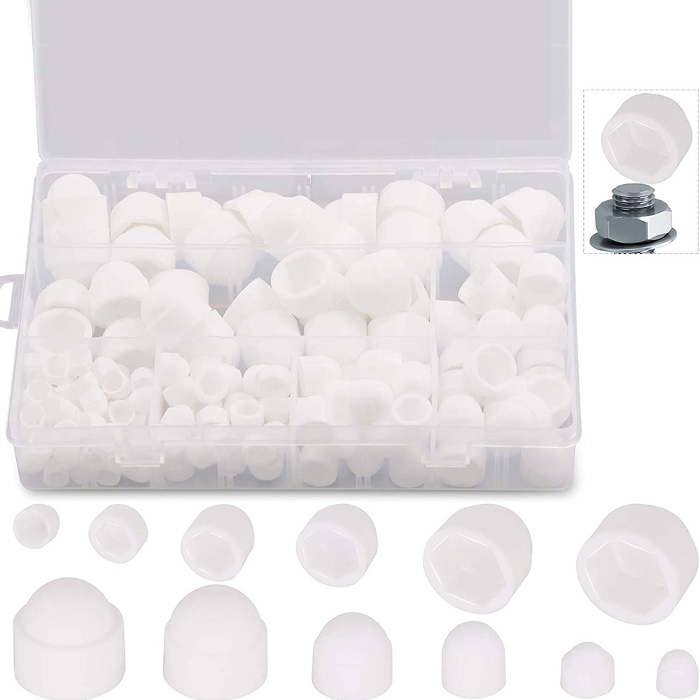 145pcs Black Hexagon Nut Cover Set Injection Molding Cover Type Screw Protective Cap M4-M12 Bolt Dustproof Cap