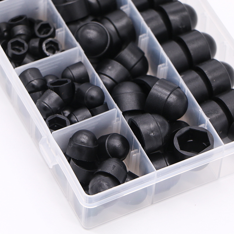 145pcs Black Hexagon Nut Cover Set Injection Molding Cover Type Screw Protective Cap M4-M12 Bolt Dustproof Cap
