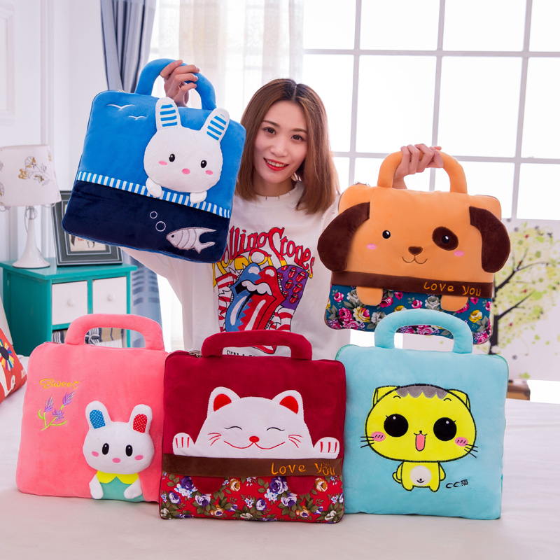 Customized Cartoon Summer Blanket Airable Cover Flannel Back Seat Cushion Dual Purpose Throw Pillow Quilt