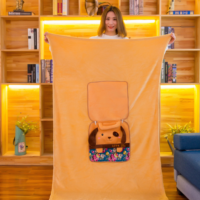 Customized Cartoon Summer Blanket Airable Cover Flannel Back Seat Cushion Dual Purpose Throw Pillow Quilt