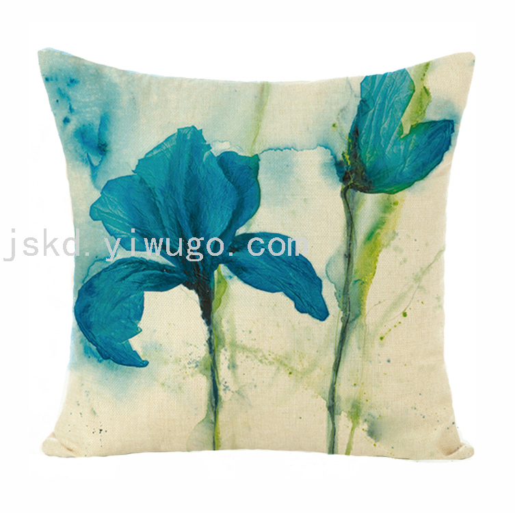 Chinese Flower Digital Printed Pillowcase Sofa Office Chair Backrest Bedroom Bedside Cushion Back Seat Cushion
