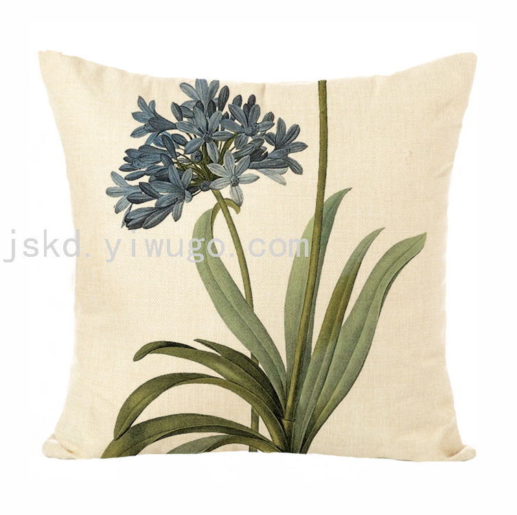 Chinese Flower Digital Printed Pillowcase Sofa Office Chair Backrest Bedroom Bedside Cushion Back Seat Cushion