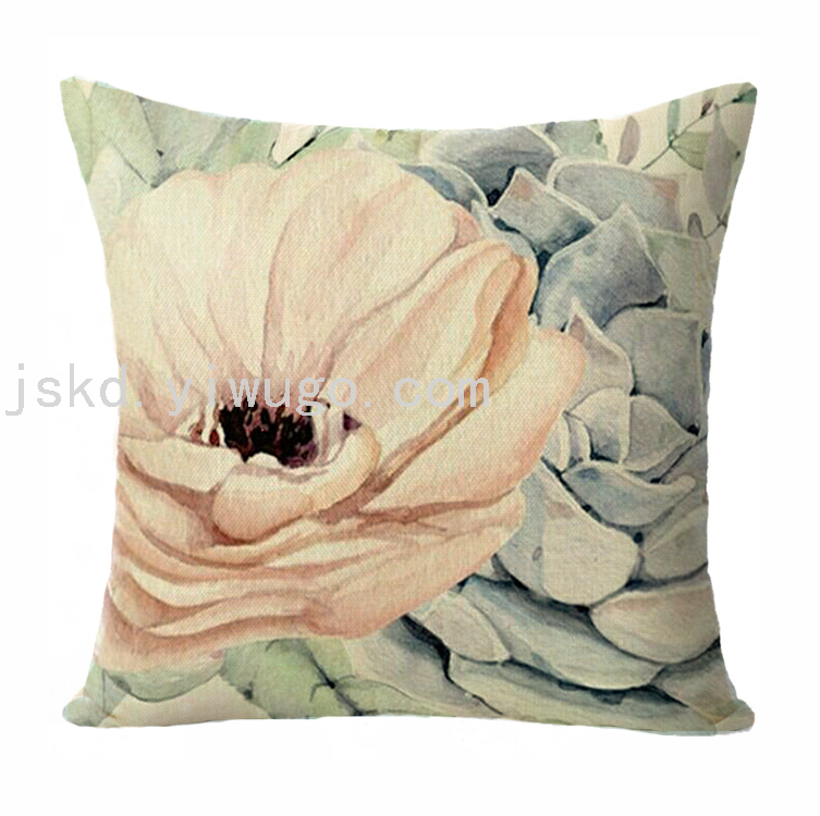 Chinese Flower Digital Printed Pillowcase Sofa Office Chair Backrest Bedroom Bedside Cushion Back Seat Cushion