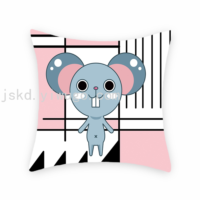 Cartoon Cartoon Mouse Digital Printed Pillowcase Sofa Living Room Pillows Bedroom Bedside Backrest Back Seat Cushion