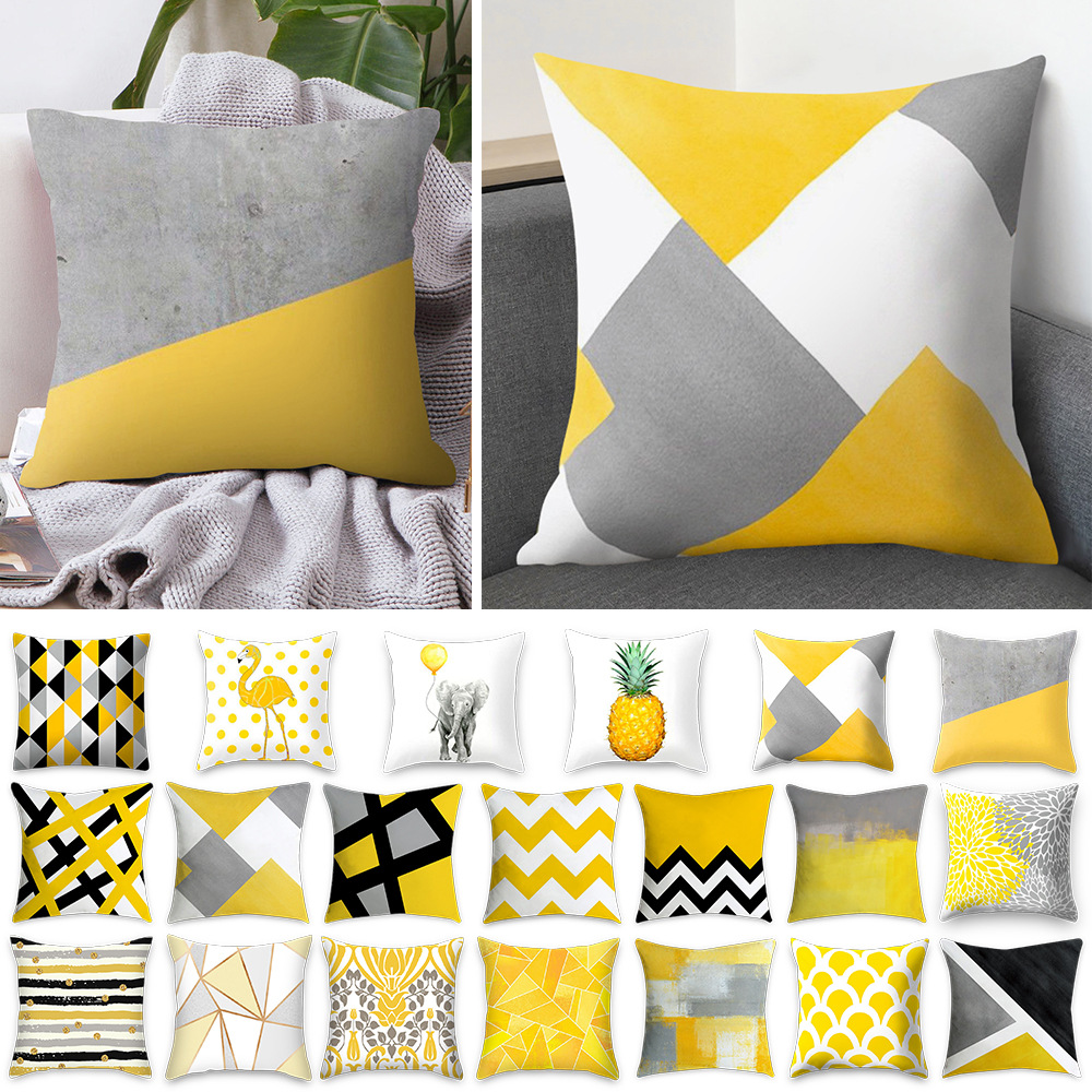 Pineapple Leaf Yellow Pillow Cross-Border Geometric Pillow Cover Pillow Back Seat Cushion Sofa Cushion Nordic Custom