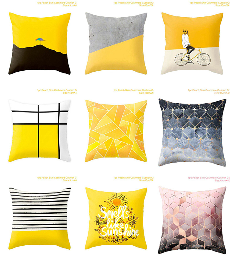 Pineapple Leaf Yellow Pillow Cross-Border Geometric Pillow Cover Pillow Back Seat Cushion Sofa Cushion Nordic Custom