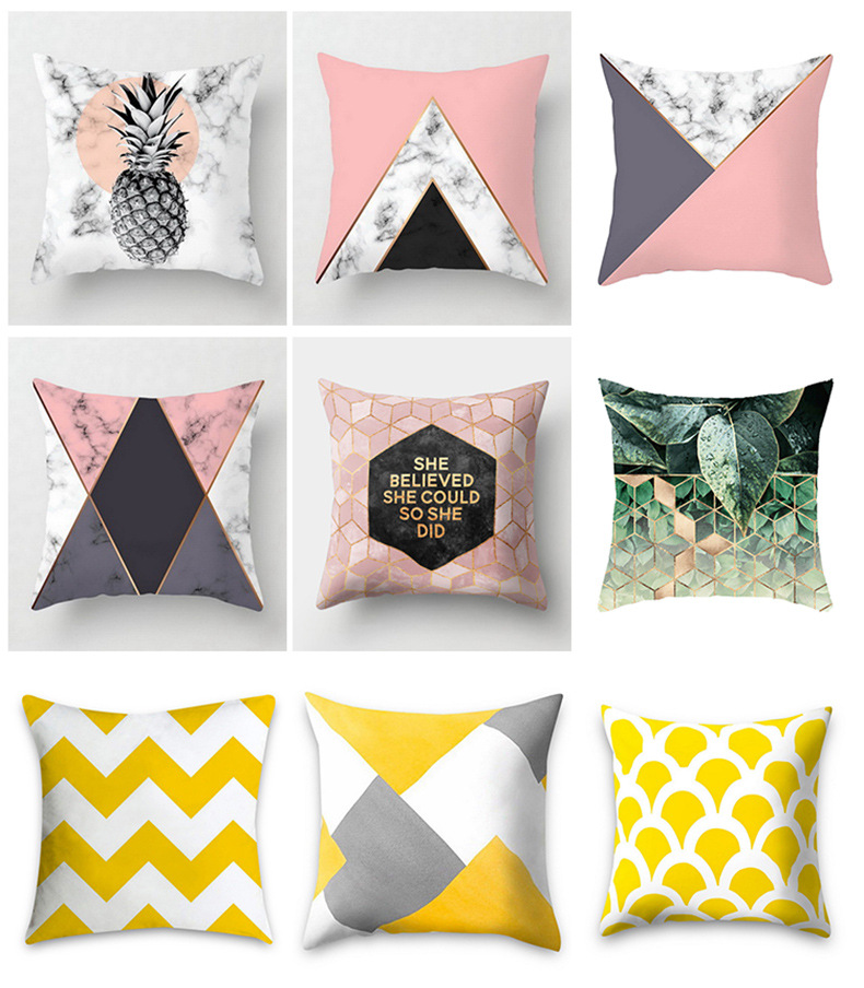Pineapple Leaf Yellow Pillow Cross-Border Geometric Pillow Cover Pillow Back Seat Cushion Sofa Cushion Nordic Custom