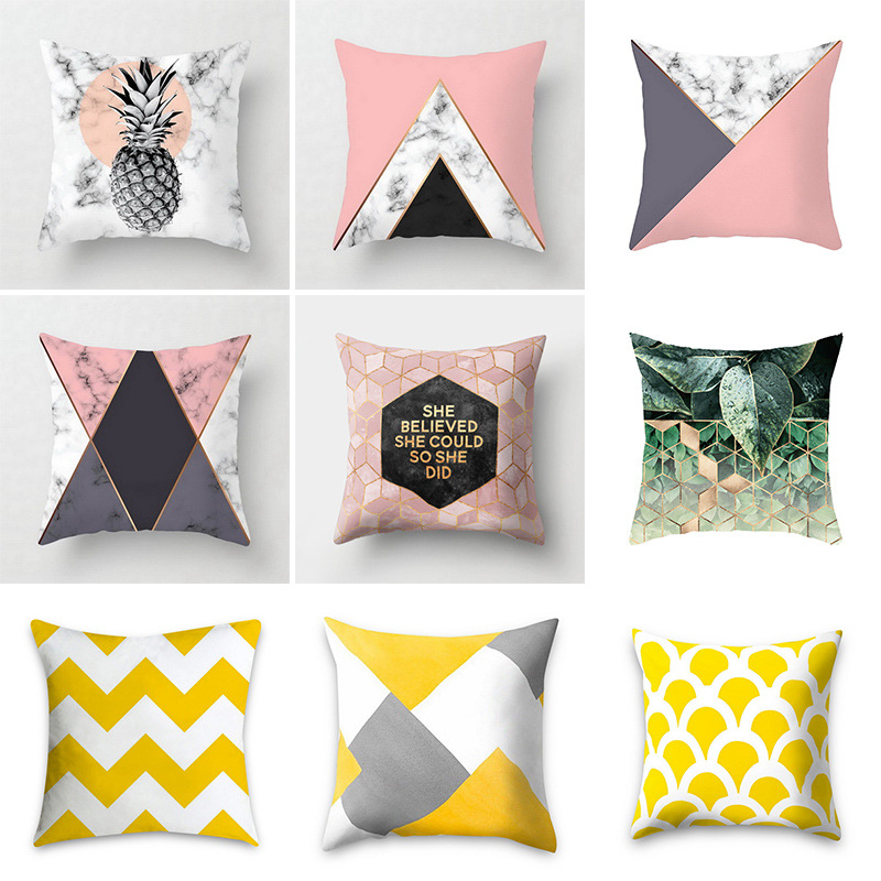 Pineapple Leaf Yellow Pillow Cross-Border Geometric Pillow Cover Pillow Back Seat Cushion Sofa Cushion Nordic Custom