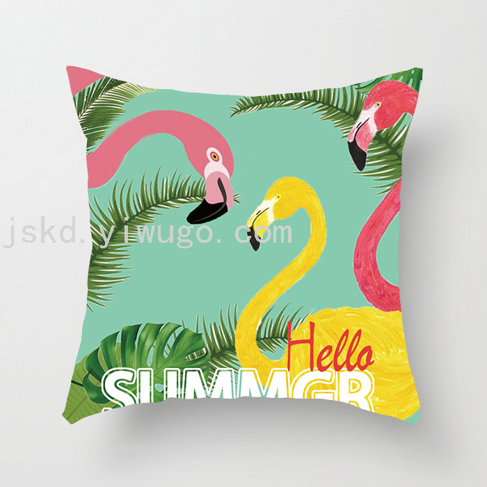 Flamingo Short Plush Digital Printed Pillowcase Sofa Office Cushion Bedside Backrest Back Seat Cushion Flamingo Short Plush Digital Printed Pillowcase Sofa Office Cushion Bedside Backrest Back Seat Cushion