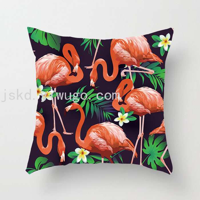 Flamingo Short Plush Digital Printed Pillowcase Sofa Office Cushion Bedside Backrest Back Seat Cushion Flamingo Short Plush Digital Printed Pillowcase Sofa Office Cushion Bedside Backrest Back Seat Cushion