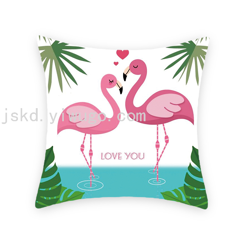 Flamingo Short Plush Digital Printed Pillowcase Sofa Office Cushion Bedside Backrest Back Seat Cushion Flamingo Short Plush Digital Printed Pillowcase Sofa Office Cushion Bedside Backrest Back Seat Cushion