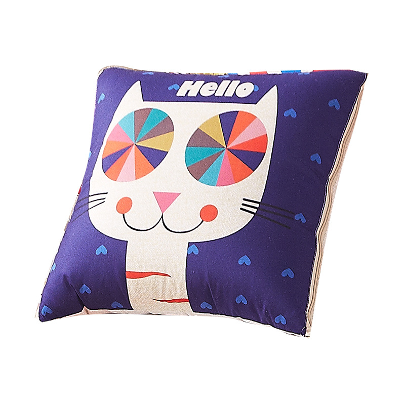 Cartoon Linen-like Pillow Blanket Custom Logo Multi-Functional Back Seat Cushion Quilt Dual-Use Office Air Conditioner Quilt
