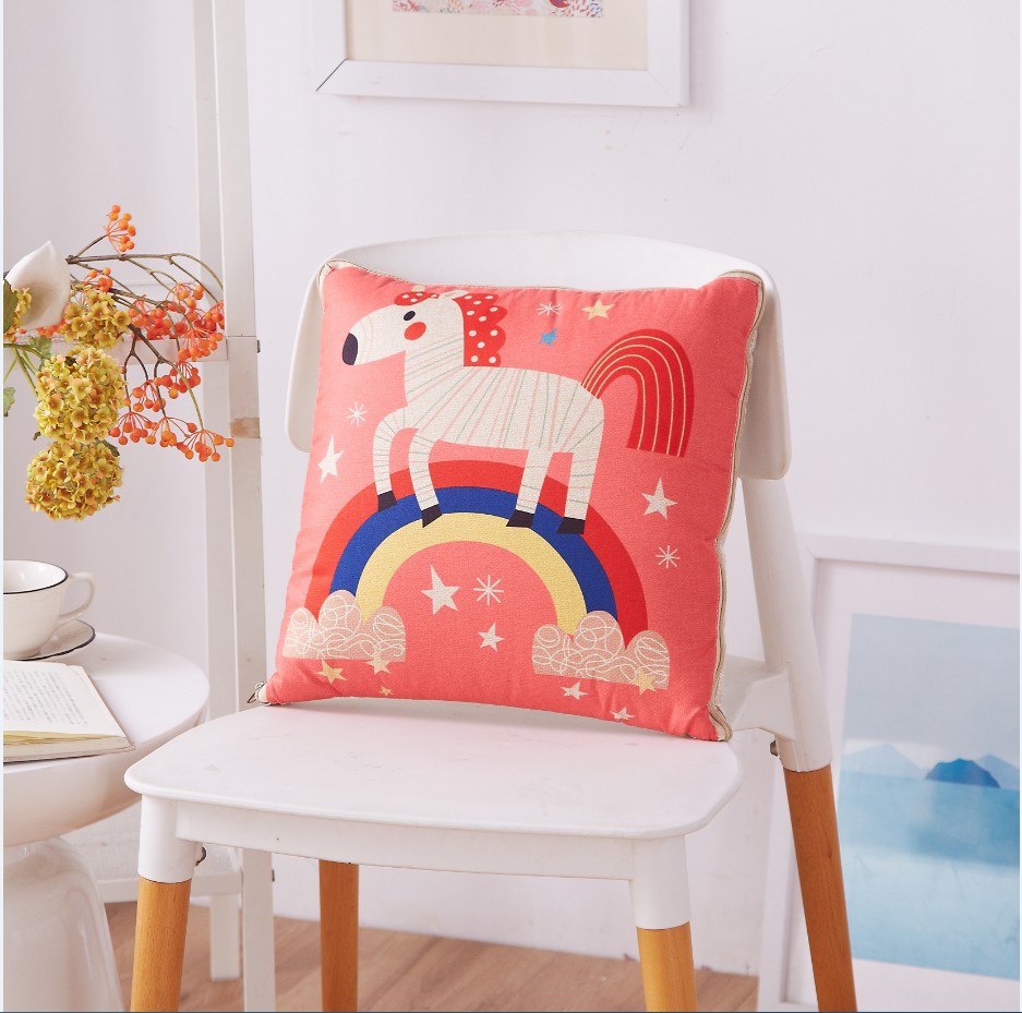 Cartoon Linen-like Pillow Blanket Custom Logo Multi-Functional Back Seat Cushion Quilt Dual-Use Office Air Conditioner Quilt