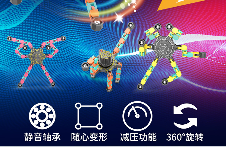 Fingertip Mechanical Gyro Decompression Transformable Mecha Chain Bearing Hand Spinner Children's DIY Creative Popular Toy Fingertip Mechanical Gyro Decompression Transformable Mecha Chain Bearing Hand Spinner Children's DIY Creative Popular Toy
