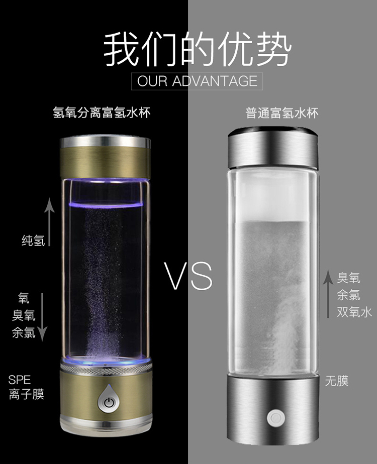 Quantum hydrogen-rich water cup intelligent portable electrolytic generator high boron cup body fitness gift cup Quantum hydrogen-rich water cup intelligent portable electrolytic generator high boron cup body fitness gift cup