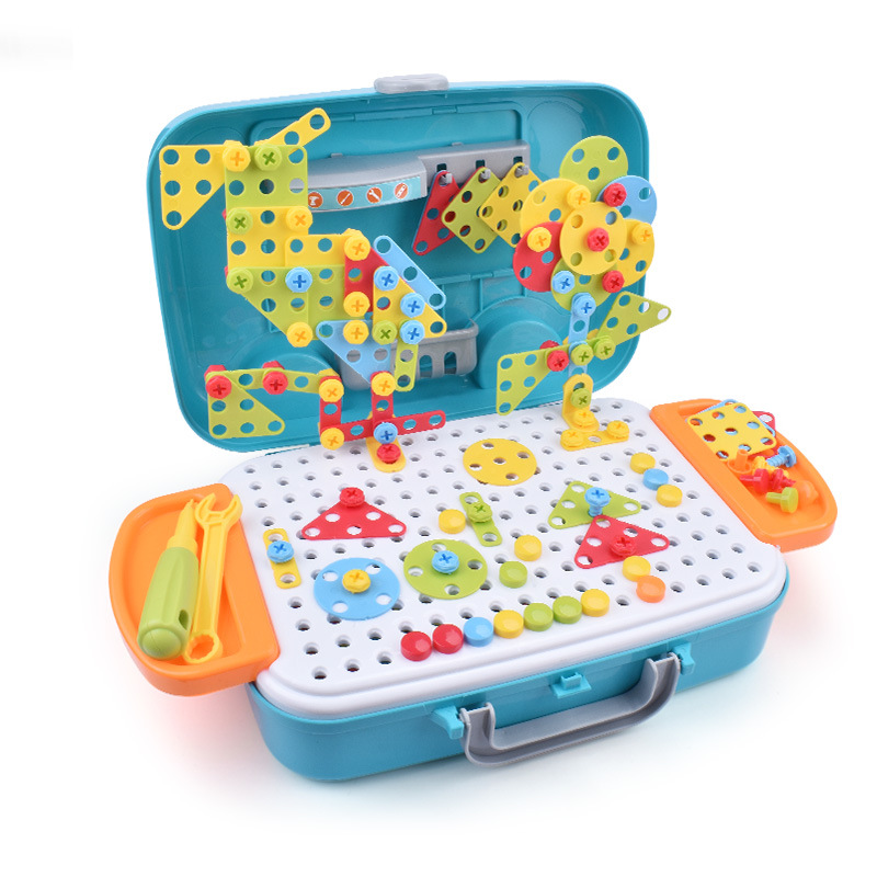 Children&#039;s Electric Drill Nut Disassembly Assembled Toys 3D Puzzle Model Screw Twisting Tool Table Puzzle Assembly Play House