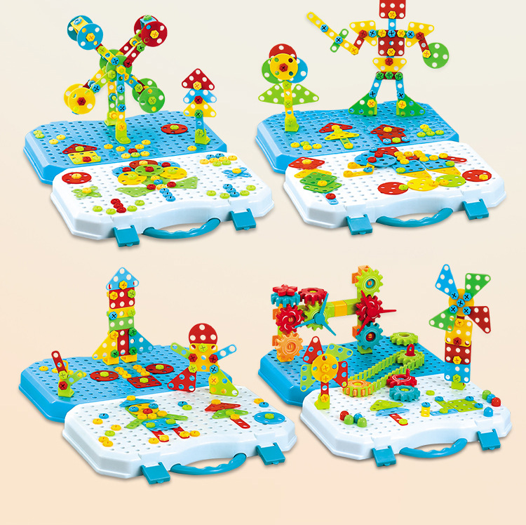 Children's Electric Drill Assembled Building Blocks Screw Nut Combination DIY Puzzle Blocks Toolbox Educational Toys Stem Children's Electric Drill Assembled Building Blocks Screw Nut Combination DIY Puzzle Blocks Toolbox Educational Toys Stem