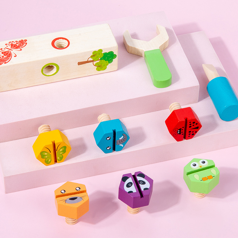 Baby Early Education 1-3 Years Old Children&#039;s Educational Desktop Building Blocks Screw Tightening Toys Nail Nut Shape Matching