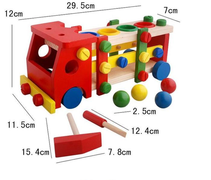 Assembly and disassembly of screw nut combination of percussion, playing two in one wooden toys (wholesale) Assembly and disassembly of screw nut combination of percussion, playing two in one wooden toys (wholesale)