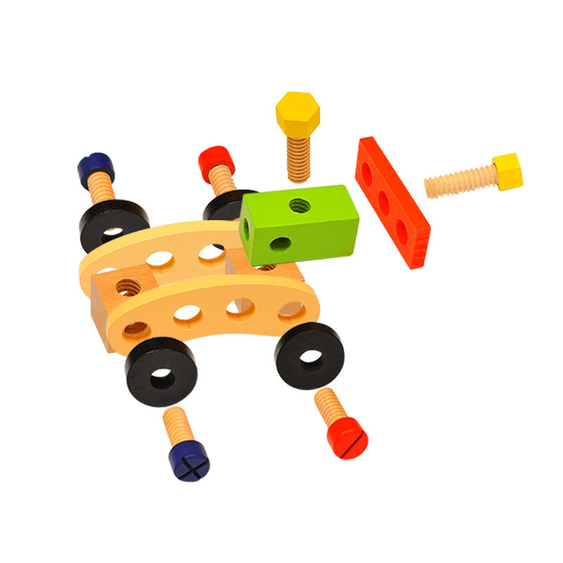 Hi Baoer Children&#039;s Wooden Toolbox 1.1 Simulation Screw Nut Disassembly Assembled Toys Boys Play House