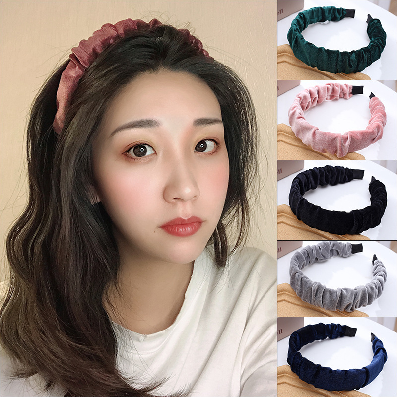Cross-Border Korean Foreign Trade Internet Celebrity Pleated Headband High-End Gold Velvet European and American All-Matching out Support Headband Hair Fixer Cross-Border Korean Foreign Trade Internet Celebrity Pleated Headband High-End Gold Velvet European and American All-Matching out Support Headband Hair Fixer