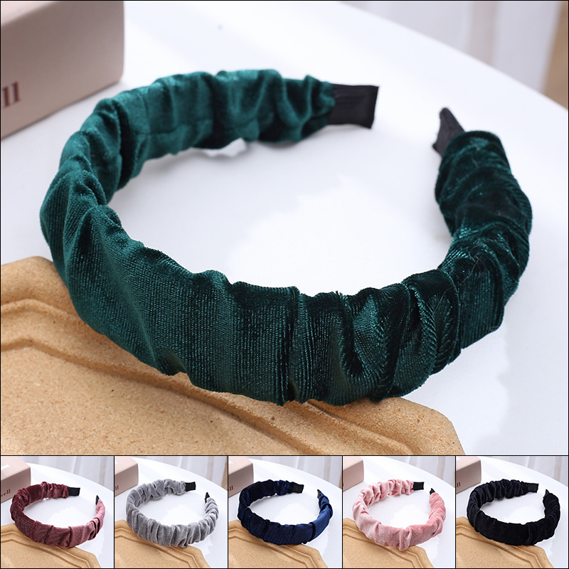 Cross-Border Korean Foreign Trade Internet Celebrity Pleated Headband High-End Gold Velvet European and American All-Matching out Support Headband Hair Fixer Cross-Border Korean Foreign Trade Internet Celebrity Pleated Headband High-End Gold Velvet European and American All-Matching out Support Headband Hair Fixer