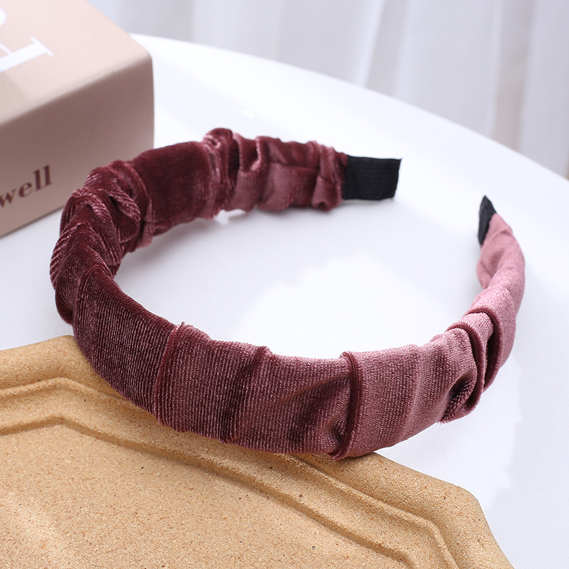 Cross-Border Korean Foreign Trade Internet Celebrity Pleated Headband High-End Gold Velvet European and American All-Matching out Support Headband Hair Fixer Cross-Border Korean Foreign Trade Internet Celebrity Pleated Headband High-End Gold Velvet European and American All-Matching out Support Headband Hair Fixer