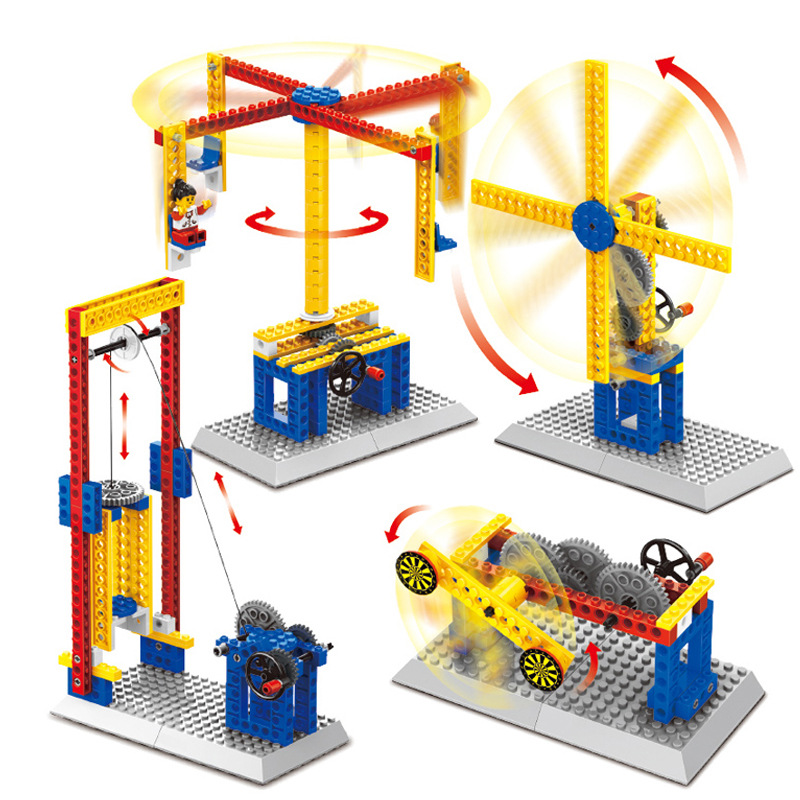 Wange Motor Machine Small Particle Assembly Building Block Robot Engineering Vehicle Gear Remote Control Children&#039;s Educational Toys