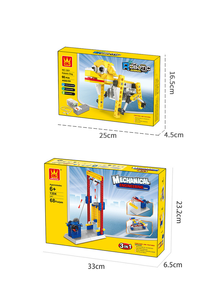 Wange Motor Machine Small Particle Assembly Building Block Robot Engineering Vehicle Gear Remote Control Children&#039;s Educational Toys