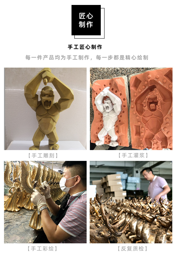 Nordic Style Resin Crafts One-Hand Chin Support Flower Arrangement Decoration Home Living Room Study Hallway Storage Decorations