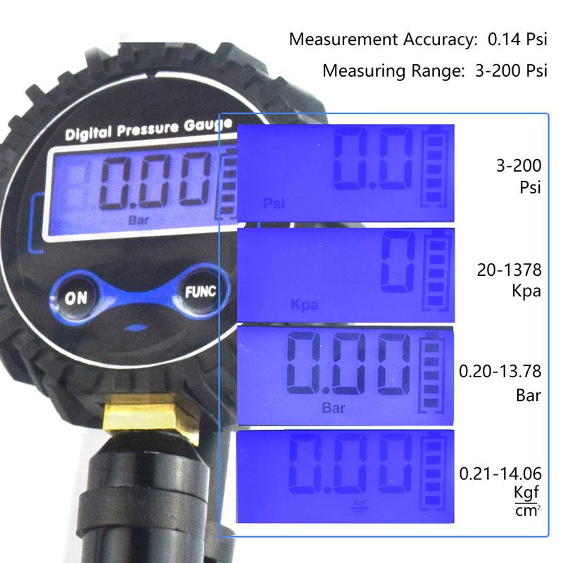 Tire Pressure Gun High Precision Tire Inflating Meter Digital Tire Inflating Gun Tire Pressure Gauge Tire Pressure Gauge