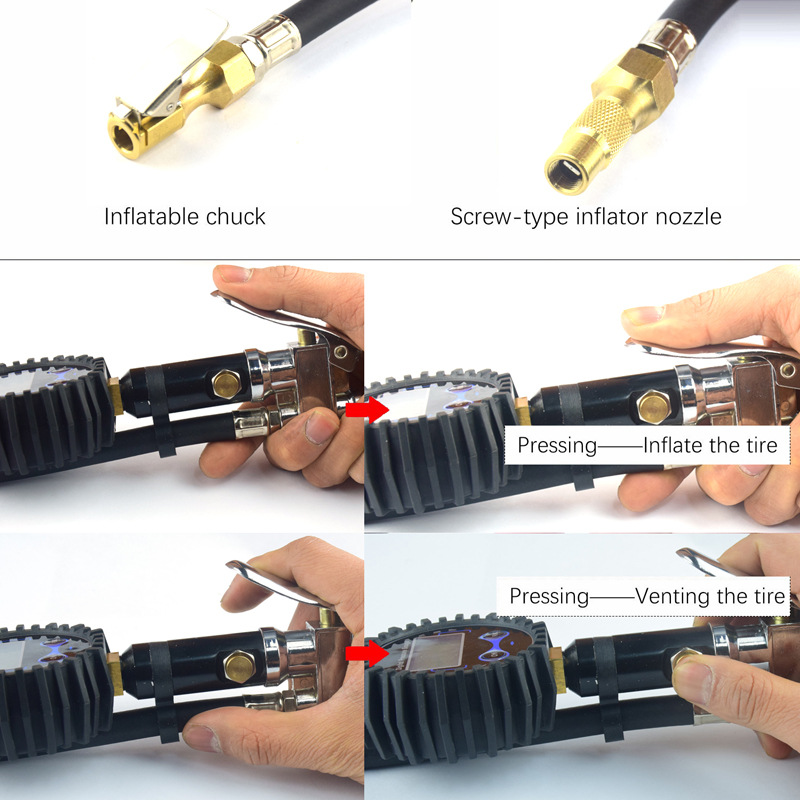 Tire Pressure Gun High Precision Tire Inflating Meter Digital Tire Inflating Gun Tire Pressure Gauge Tire Pressure Gauge