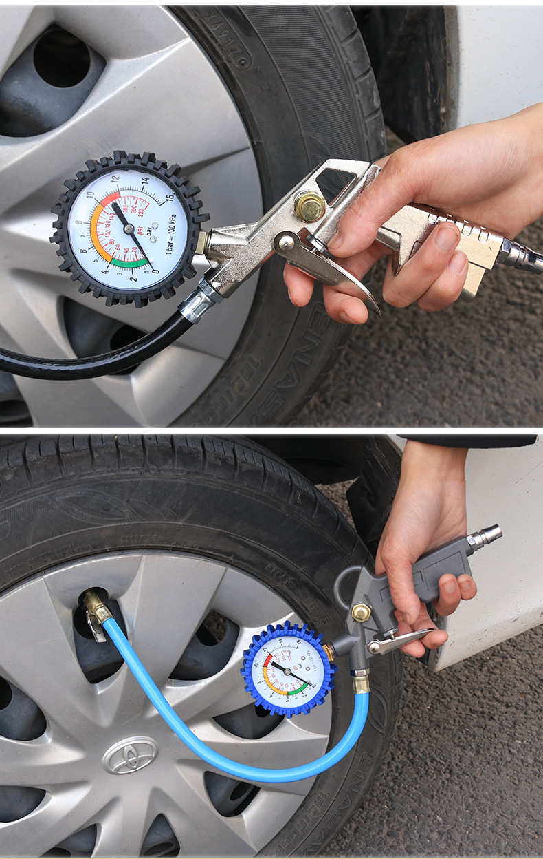 Pressure Gauge with Gun Tire Pressure Monitor Multifunctional Tire Pressure Gauge Tire Pressure Gun Tire Pressure Gauge