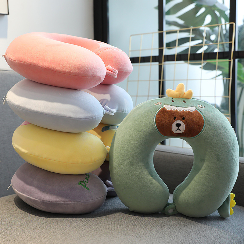 Cartoon Memory Foam U-Shaped Pillow Cute Neck Pillow Cervical Support Car Travel Portable Summer Season