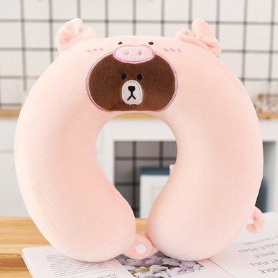 Cartoon Memory Foam U-Shaped Pillow Cute Neck Pillow Cervical Support Car Travel Portable Summer Season