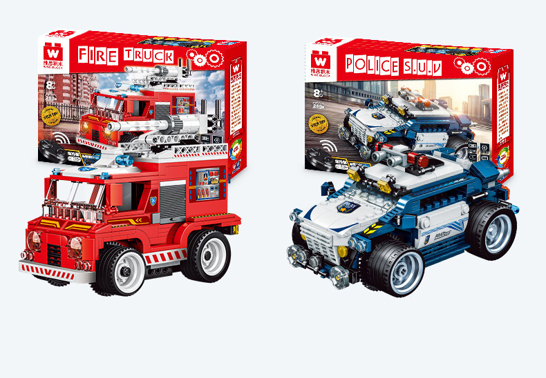 * Auldey Weisi Building Blocks Remote Control Vehicle Motor Remote Control off-Road Vehicle Cyclone Rescue Fire Truck Children's Toy C