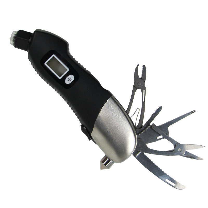 Car Supplies Wholesale Car Tire Pressure Measurement Multifunctional Digital Display Tire Pressure Gauge with Utility Knife 8885