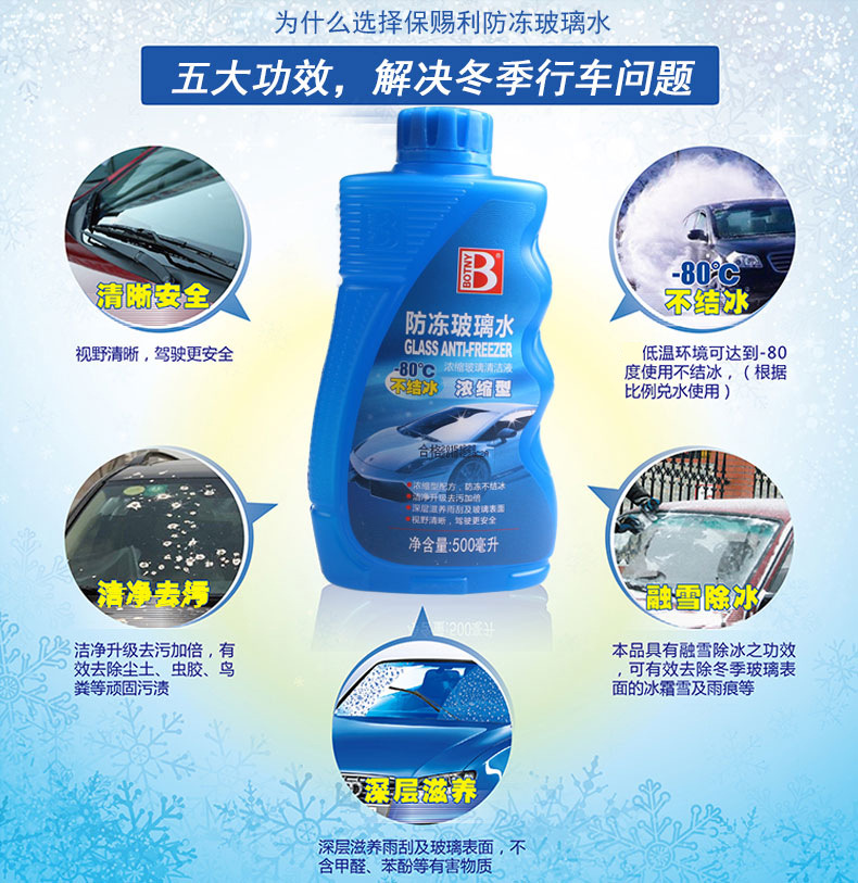Protection of anti-freeze windshield wiper car glass cleaner -80 degree anti-freeze glass water 500ml b-2075.