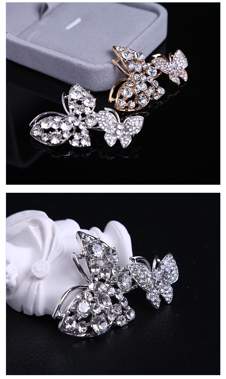 Europe and the United States cross-border supply manufacturers for Europe and the United States fashion atmosphere hollow-set diamond butterfly alloy brooch support customization Europe and the United States cross-border supply manufacturers for Europe and the United States fashion atmosphere hollow-set diamond butterfly alloy brooch support customization