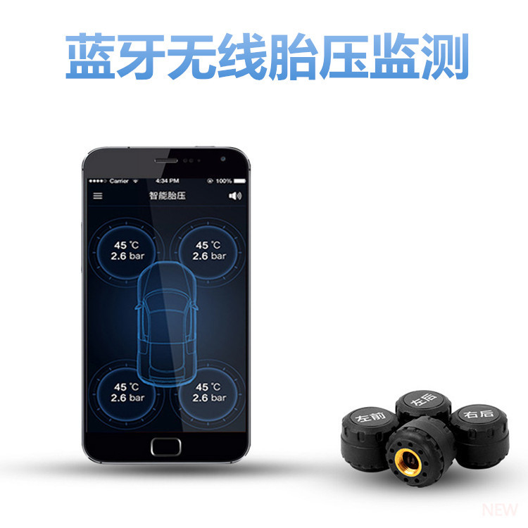 Bluetooth Tire Pressure Monitoring Car Wireless Tire Pressure Monitor Tire Pressure Gauge TPMS Tire Pressure Gauge Alarm