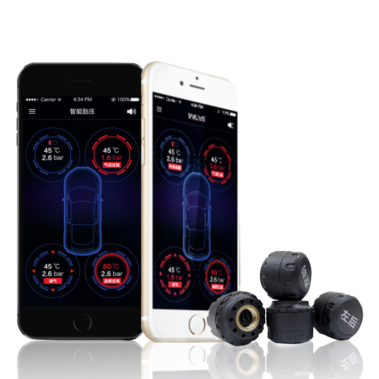 Bluetooth Tire Pressure Monitoring Car Wireless Tire Pressure Monitor Tire Pressure Gauge TPMS Tire Pressure Gauge Alarm