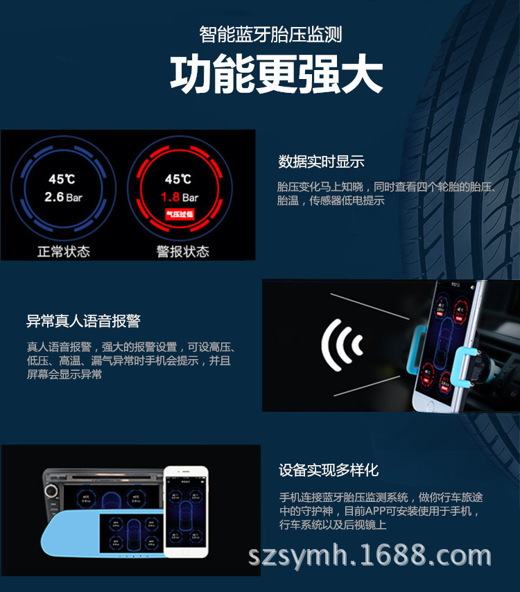 Bluetooth Tire Pressure Monitoring Car Wireless Tire Pressure Monitor Tire Pressure Gauge TPMS Tire Pressure Gauge Alarm Bluetooth Tire Pressure Monitoring Car Wireless Tire Pressure Monitor Tire Pressure Gauge TPMS Tire Pressure Gauge Alarm