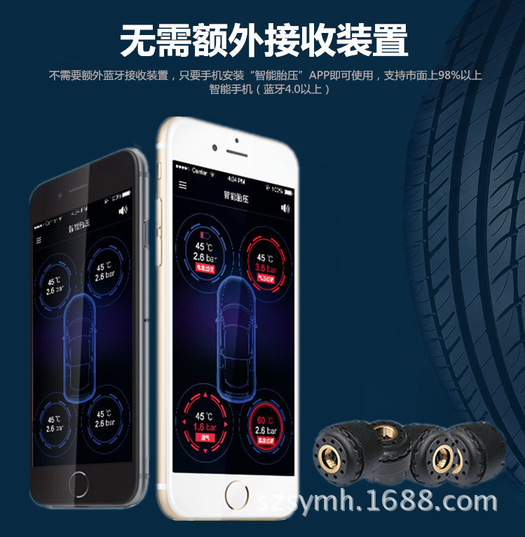 Bluetooth Tire Pressure Monitoring Car Wireless Tire Pressure Monitor Tire Pressure Gauge TPMS Tire Pressure Gauge Alarm Bluetooth Tire Pressure Monitoring Car Wireless Tire Pressure Monitor Tire Pressure Gauge TPMS Tire Pressure Gauge Alarm
