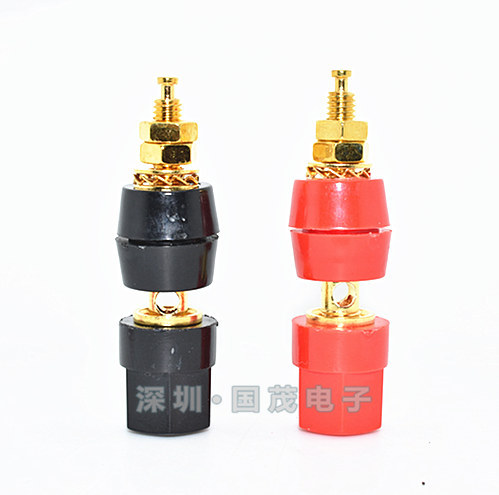 Gold-Plated Power Amplifier Speaker Line Single Connection Hexagonal Binding Post 4mm Banana Plug Socket Clip Box Power Strip Terminal