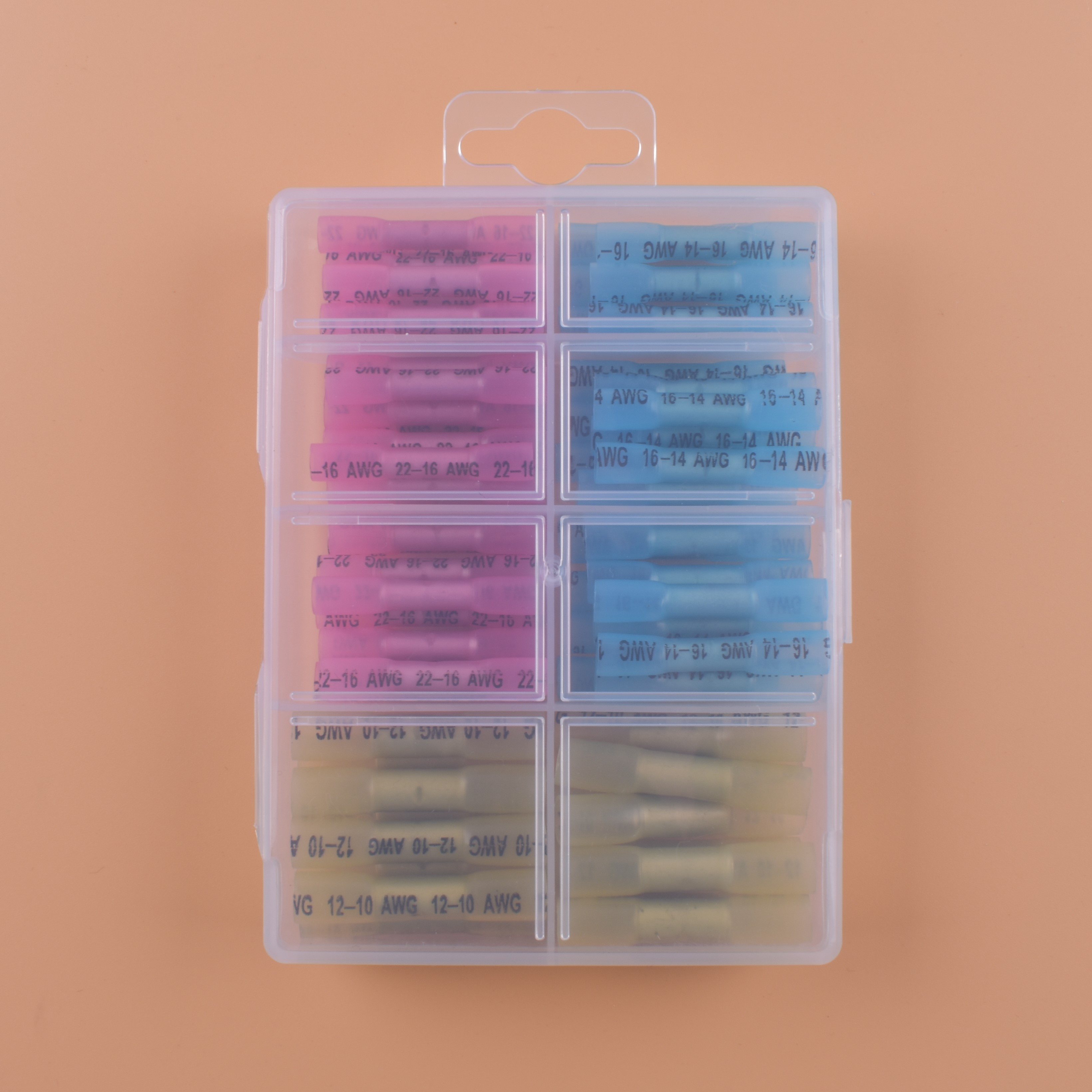 The connection terminal PE material is copper plated tin red and yellow blue color 70pc.